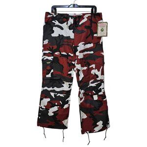 Rothco Womens S Military Paratrooper Fatigues Red Camo 8 Pocket Cargo BDU Pants